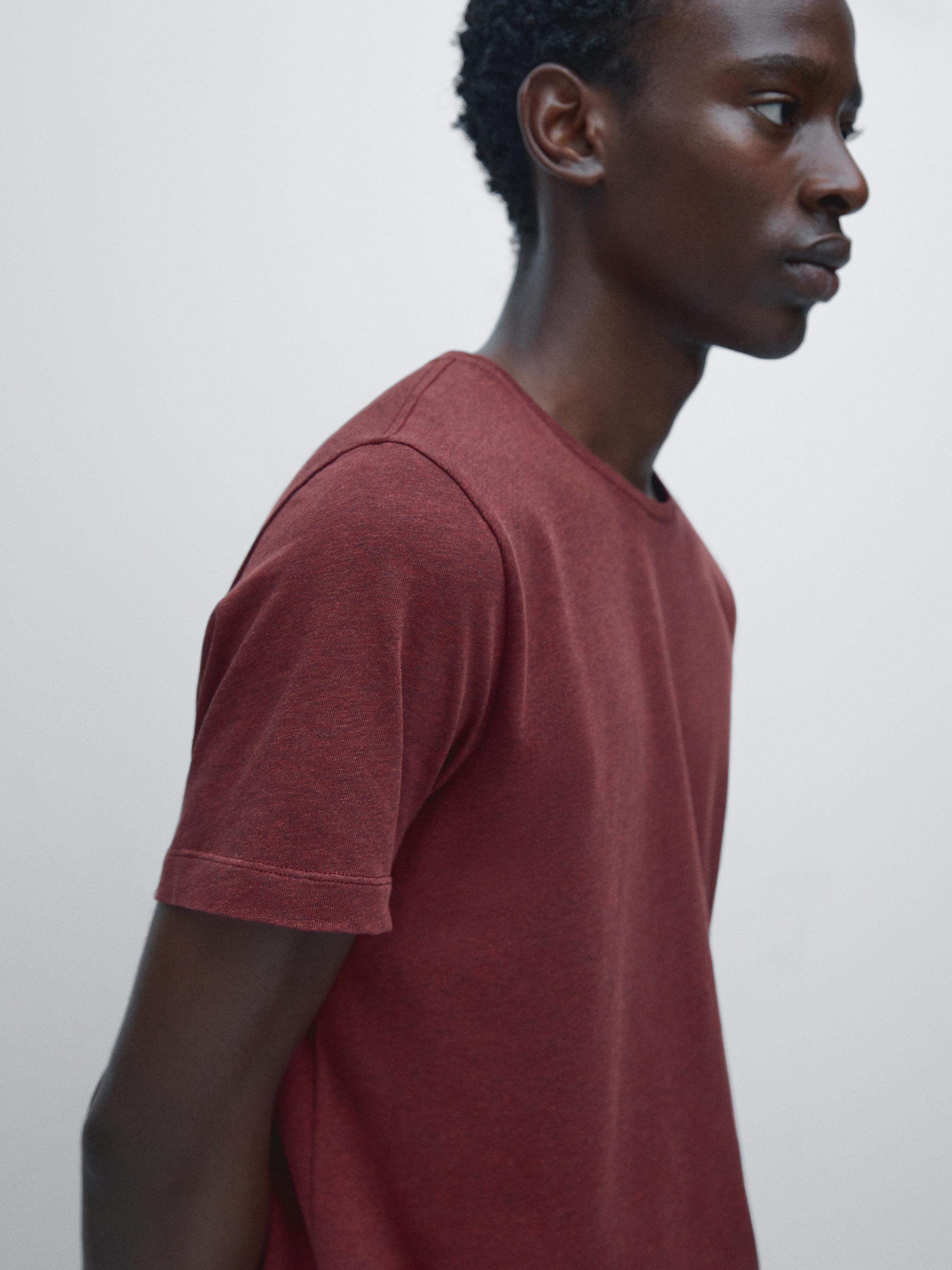 T-shirt chiné à manches courtes en coton léger